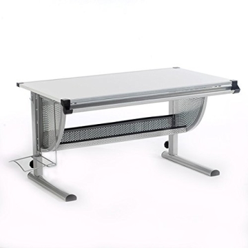 Kinderschreibtisch Schülerschreibtisch Schreibtisch Tisch MADS höhen- und neigungsverstellbar, weiß, stabiles Metallgestell - 5